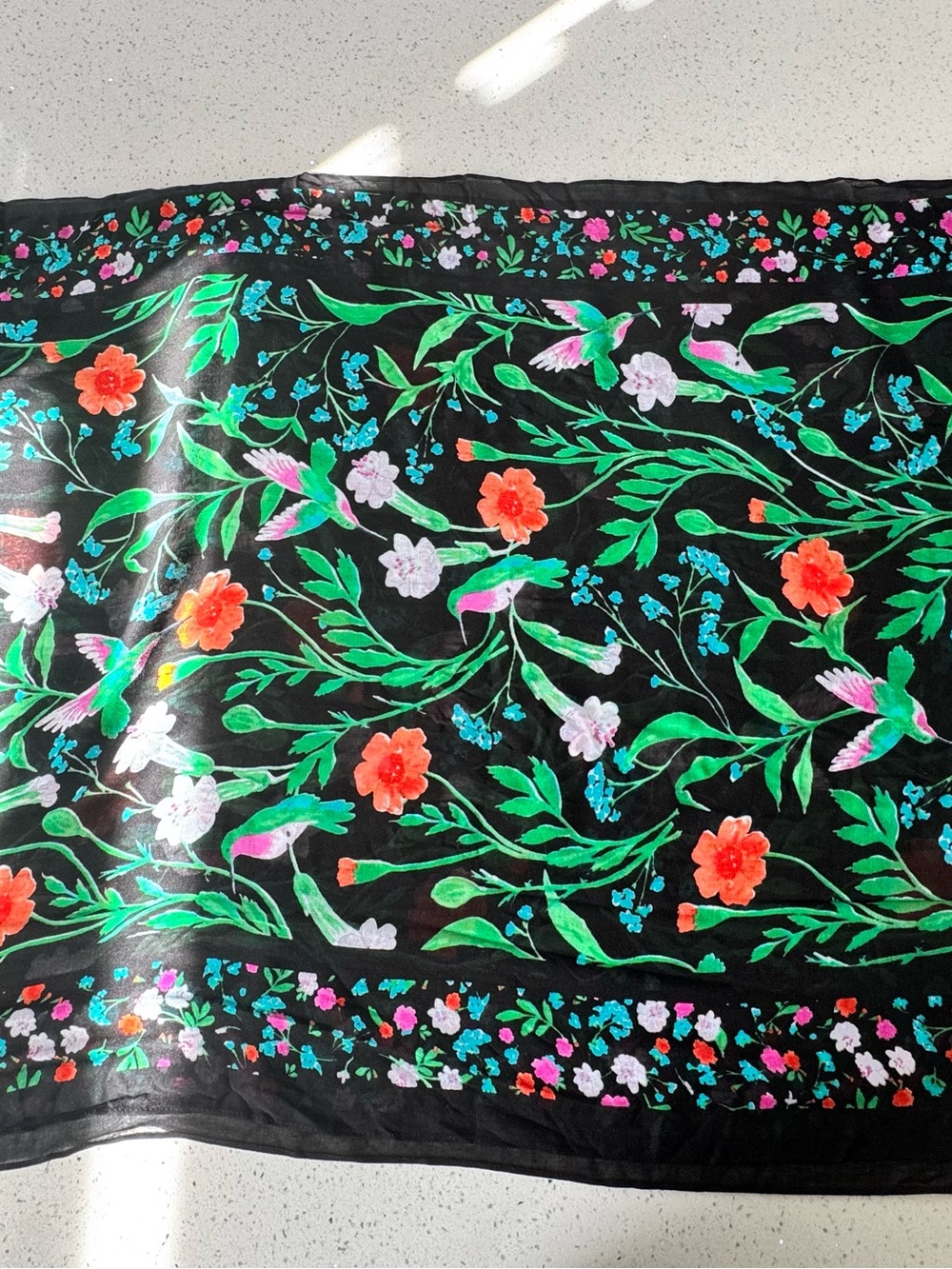 Kate Spade Jardin scarf black green NWT